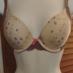 Victoria's Secret Dandelion Print Bra - Cream and Brown